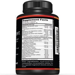 Bottle of Premium Blood Sugar Support capsules on white background