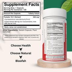 Close-up of the Lycopene Tomato Extract label on the bottle