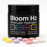 Bloom H2 Tabs Lemon flavor packaging and tablets