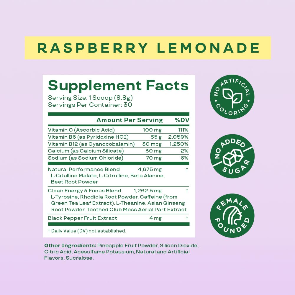 Illustration of beta-alanine, ginseng and L-tyrosine ingredients for Bloom Pre Workout