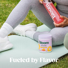 Sugar-free, keto-friendly Bloom Nutrition Pre Workout packaging and label