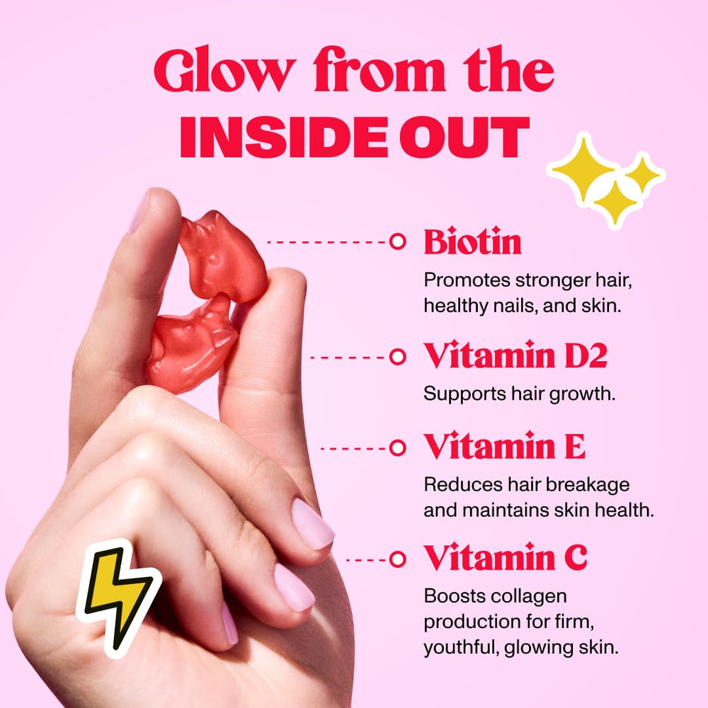 Strawberry-flavored Bloom Robbins 60 Hair Gummies