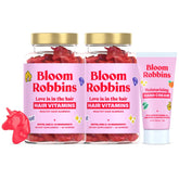 Bloom Robbins Hair Gummies bottle label showing 5000 mcg biotin