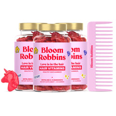 Bloom Robbins Hair Gummies bottle and packaging