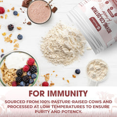 Close-up of colostrum powder highlighting brain and immune health benefits
