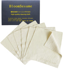 Six BloomSesame Natural Chamois Cleaning Cloths laid flat, 6x6 inches