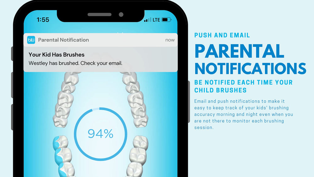 Blu Smart app dashboard showing brushing stats