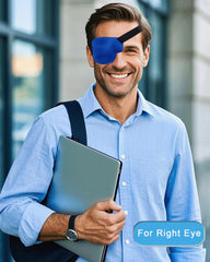 Packaging of blue right-eye eye patch 2-pack