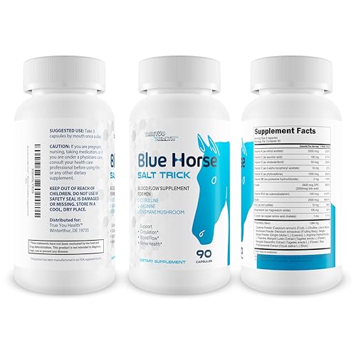 Close-up of Blue Horse Salt Trick label