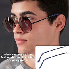 Packaged blue metal eyewear replacement arm