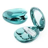 Blue portable contact lens case with built-in mirror