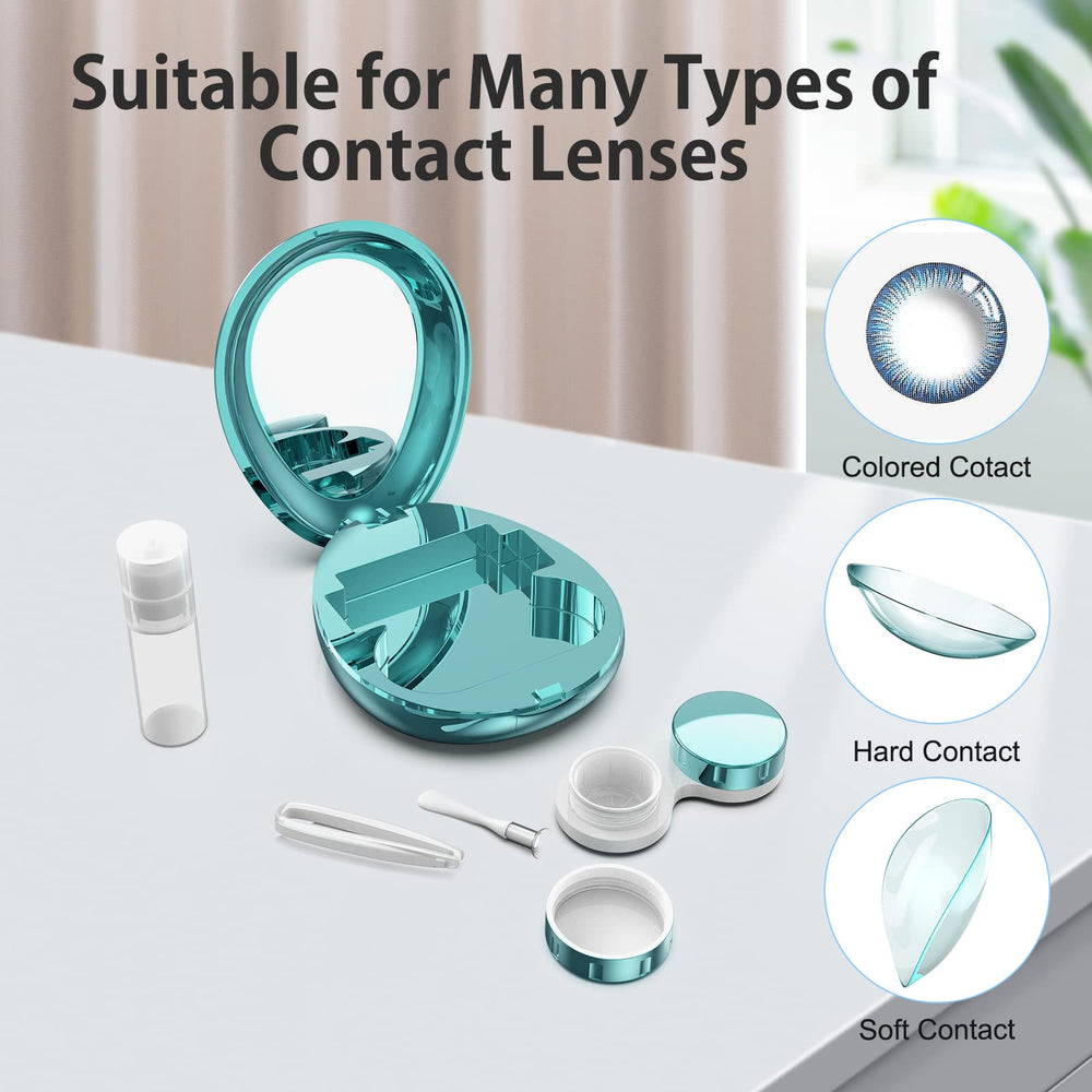 One-piece portable case with built-in mirror