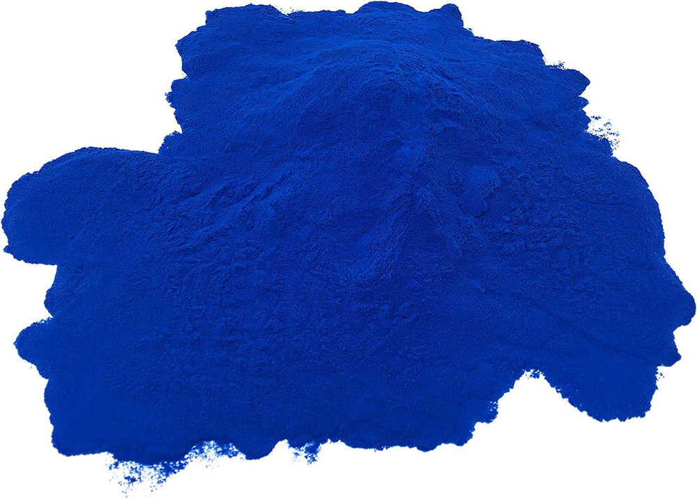 Close-up of blue spirulina powder granules