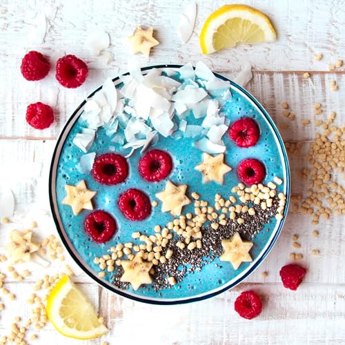 Smurf latte topped with blue spirulina foam