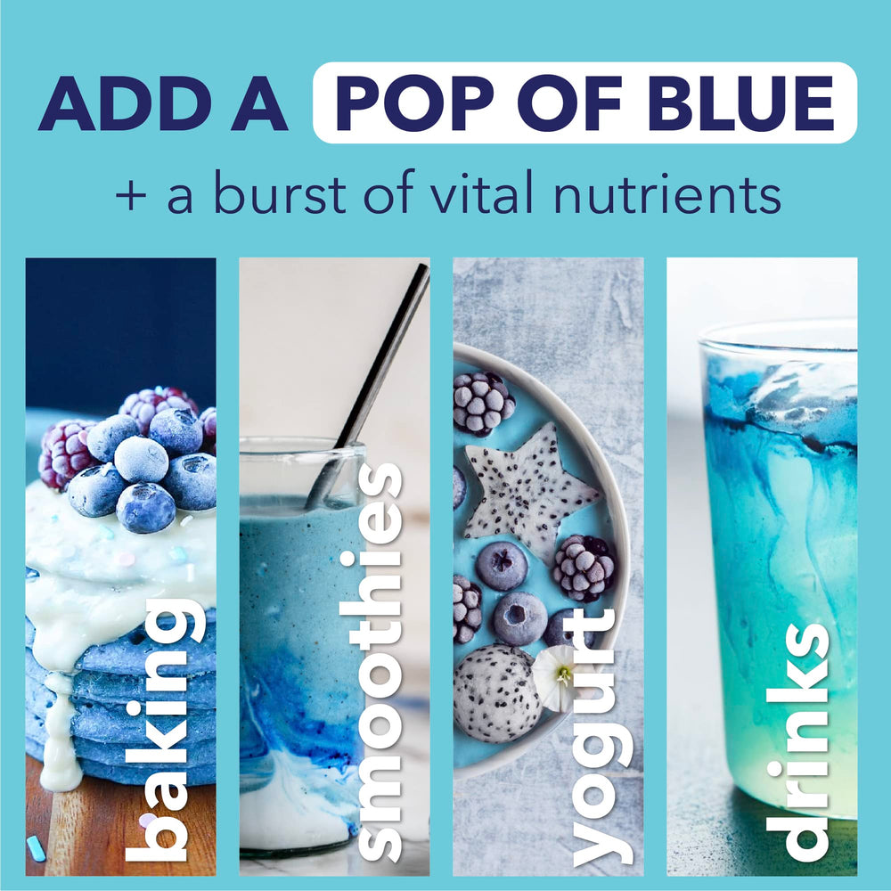 Close-up of blue-green spirulina powder texture