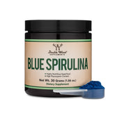 Blue Spirulina powder container with scoop
