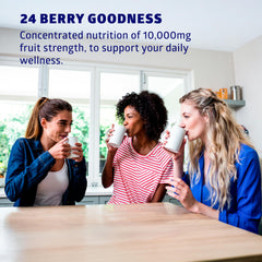 Infographic showing 24 blueberries per capsule