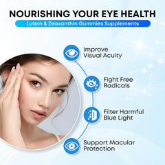 Blueberry-flavored lutein gummies close-up