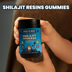 Close-up of a blueberry-flavored Shilajit gummy.