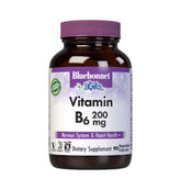 Bluebonnet Vitamin B6 200 mg Vegetable Capsules bottle and label