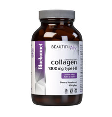 Close-up of Bluebonnet Beautiful Ally Collagen Caplets bottle label
