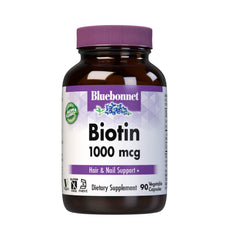 Bluebonnet Biotin 1000 mcg vegetable capsules bottle