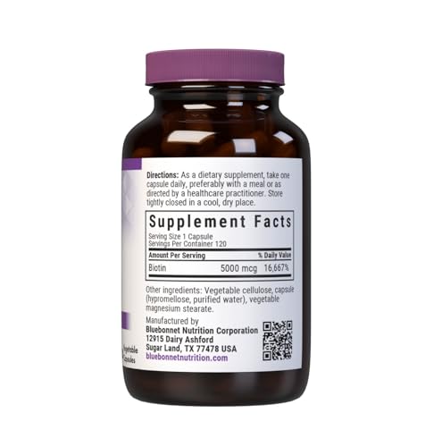 Bluebonnet Biotin 5000 mcg bottle label