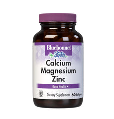 Bluebonnet Calcium Magnesium Zinc Softgels bottle with 60 softgels