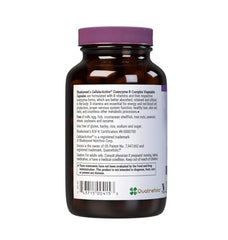 Close-up of ingredients and coenzyme B vitamins on bottle