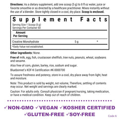 Measuring scoop with creatine monohydrate powder