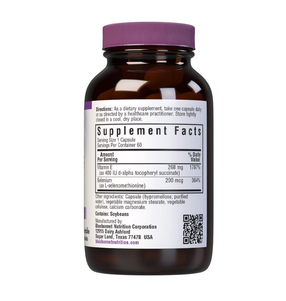 Close-up of Dry E-400 IU Plus Selenium vegetarian capsules