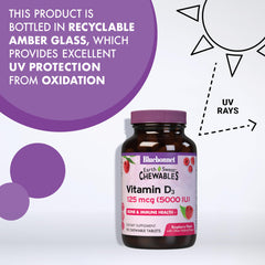 Icons indicating non-GMO, kosher, gluten-free status for Bluebonnet D3