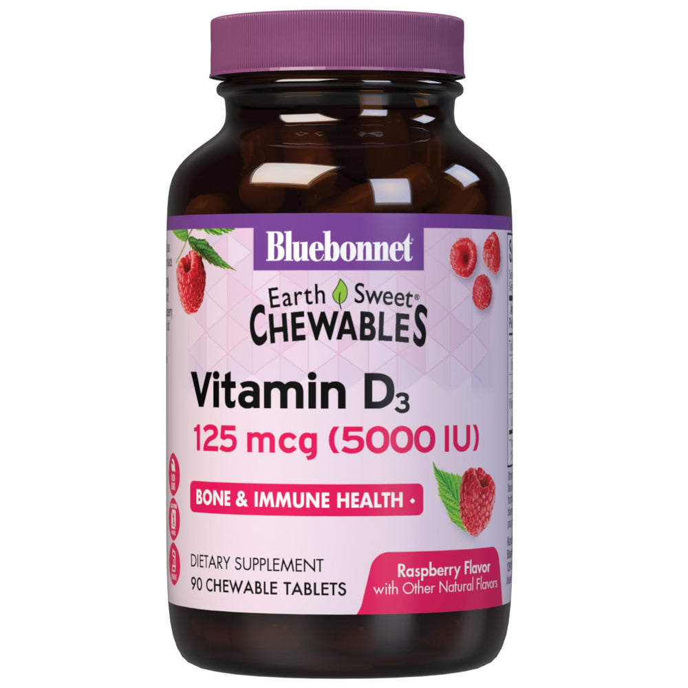 Bluebonnet EarthSweet D3 5000 IU Raspberry Chewables packaging