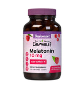 Bottle of Bluebonnet EarthSweet Melatonin 10 mg chewables with raspberry flavor