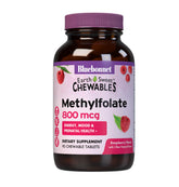 Bluebonnet EarthSweet Methylfolate 800 mcg 5-MTHF Raspberry Chewables bottle label