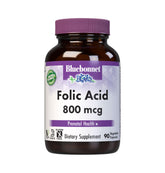 BlueBonnet Folic Acid 800 mcg vegetable capsules bottle and label