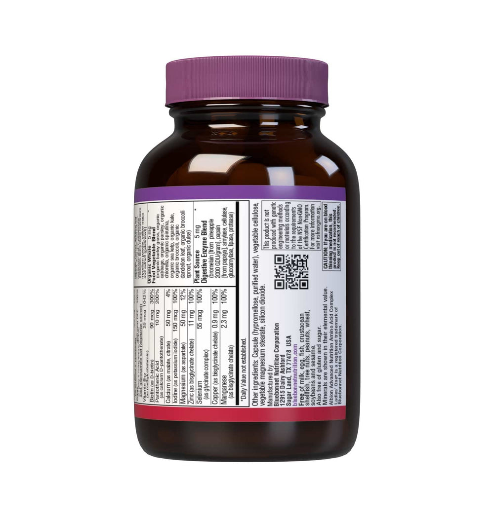 Back label with nutrition facts and ingredients