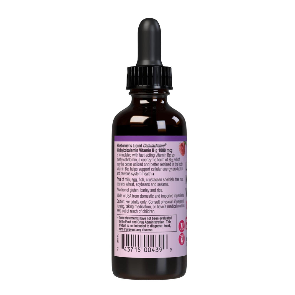 Dropper dispensing Raspberry flavored Vitamin B12 liquid