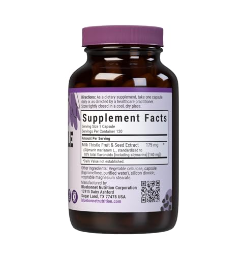 Close-up of Milk Thistle extract capsules indicating 80% total flavonoids including silymarins