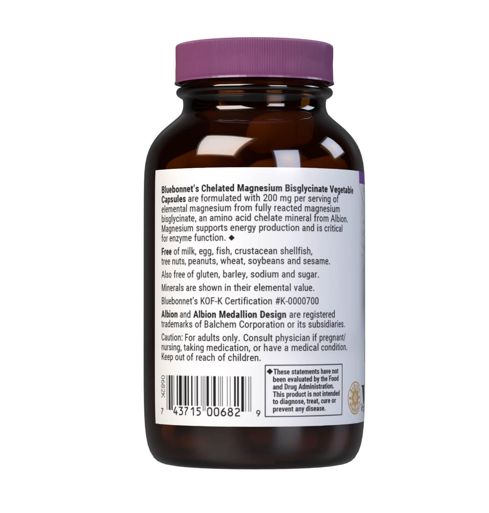 60-serving bottle packaging for Bluebonnet magnesium supplement