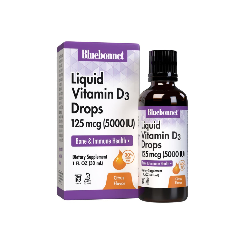 Bluebonnet Nutrition Liquid Vitamin D3 Drops 5000 IU bottle with Citrus Flavor