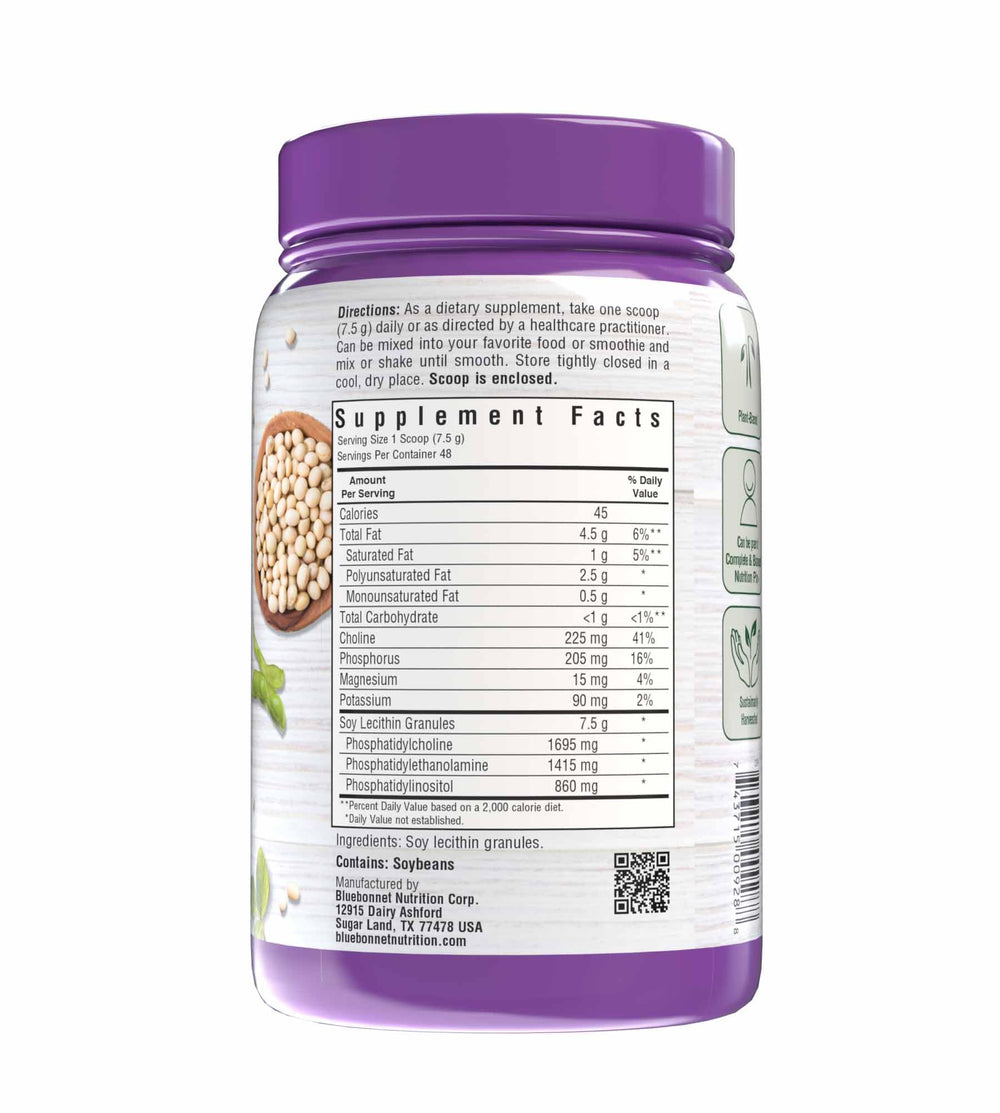 Close-up of lecithin granules and product label