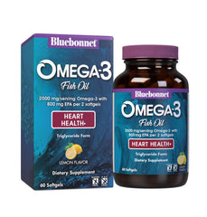 Bluebonnet Omega-3 Heart Formula bottle with 60 softgels