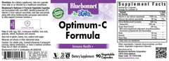 Close-up of BlueBonnet Optimum C Formula capsules and ingredient highlights