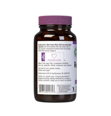 Front view of Bluebonnet Red Yeast Rice 600 mg bottle showing 120 servings