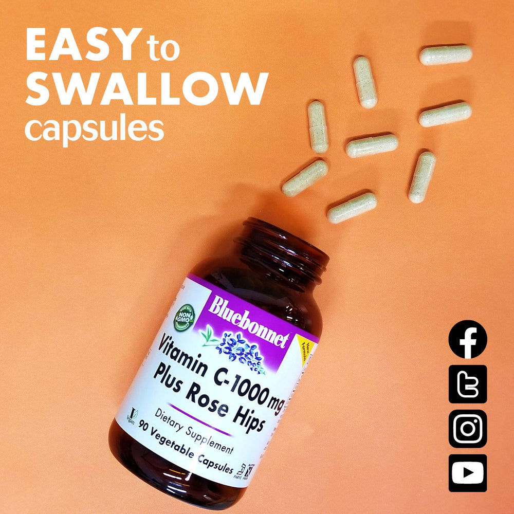 Rose hips and capsules image representing Vitamin C-1000 mg