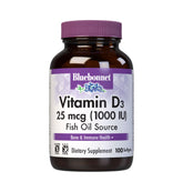 Bluebonnet Vitamin D3 1000 IU softgels bottle on white background