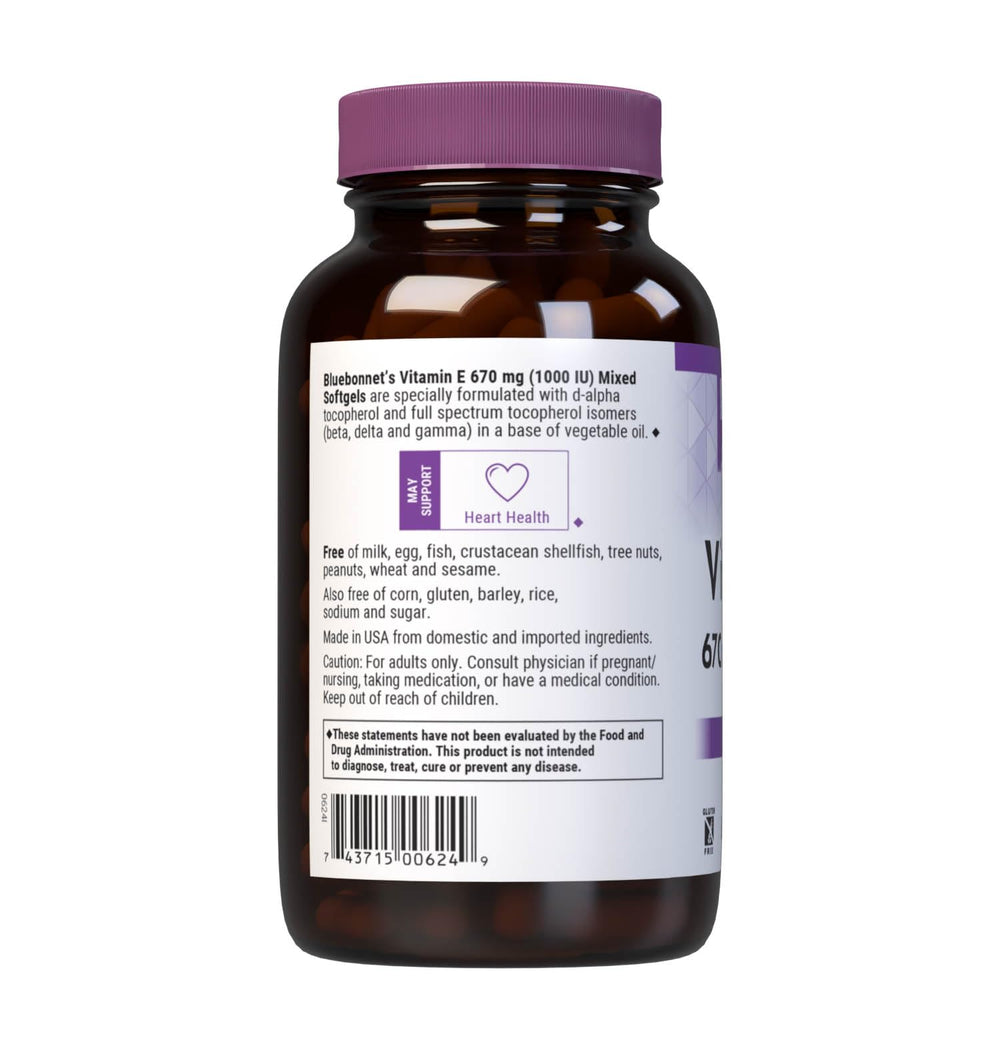 BlueBonnet Vitamin E 1000 IU softgels bottle with label