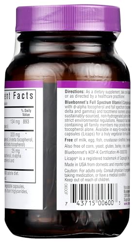 BlueBonnet Vitamin E Complex bottle label showing 200 IU