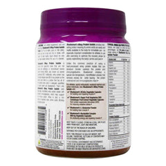 Bluebonnet Whey Protein Isolate shake glass shows creamy chocolate beverage after blend